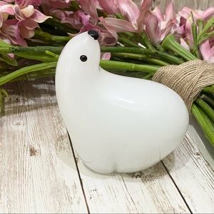 White Opalescent Translucent Glass Polar Bear Paperweight